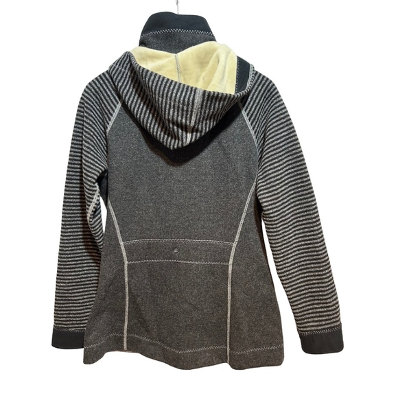 Prana Breathe Kari Hooded Wool Blend Jacket in Striped Gray, Size L - Picture 2 of 8